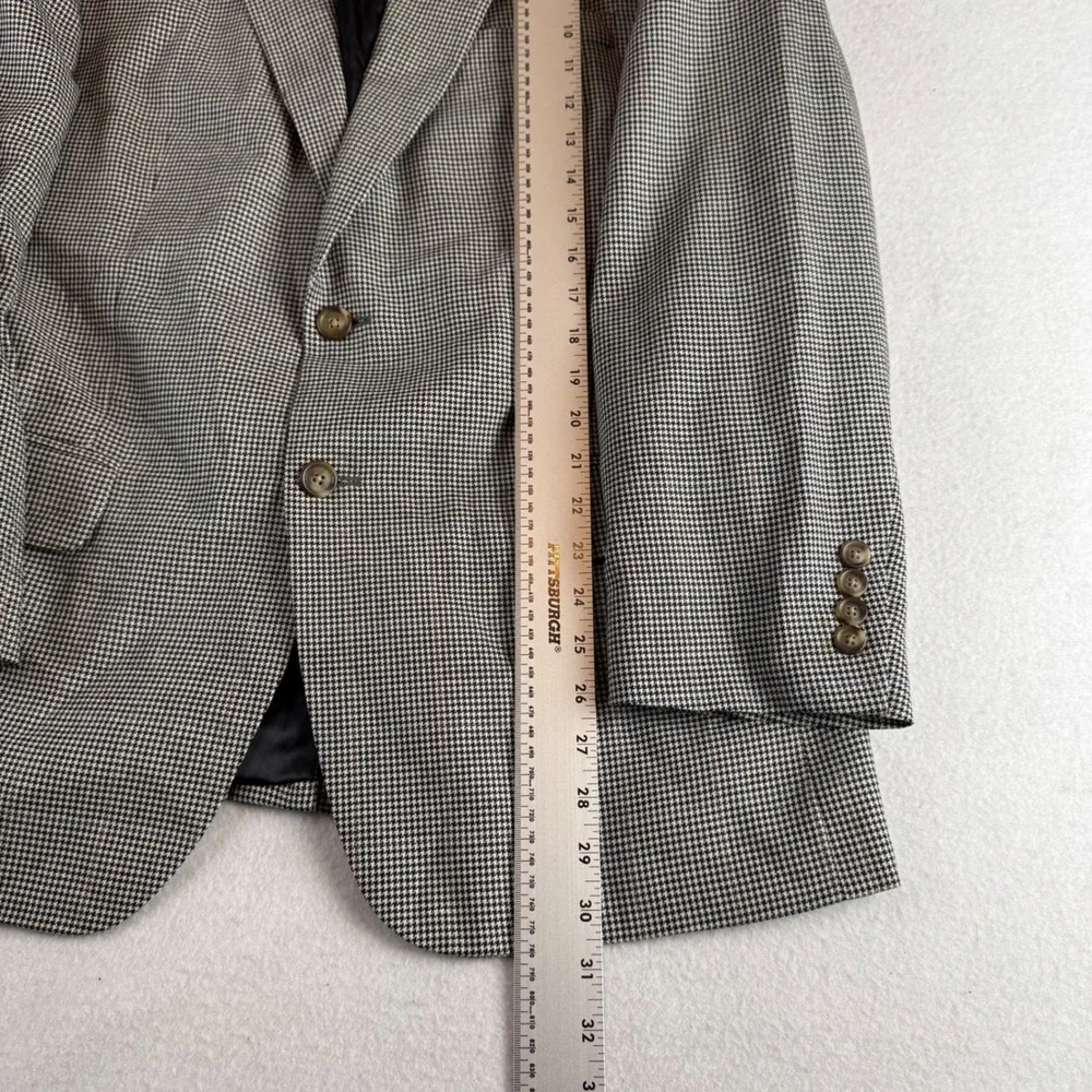 Jos A Bank Mens 42S Silk Wool Houndstooth Blazer Sport Coat Tan Black Blue